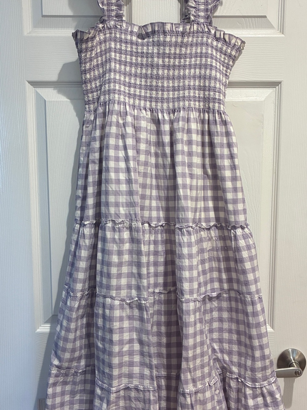 Hill House Lavender and White Gingham Smocked Sundress